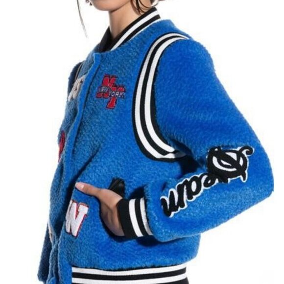 Azalea Wang Furry Varsity Letterman Jacket size S NWT - Picture 2 of 5